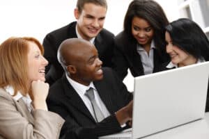 diverse group around computer copy